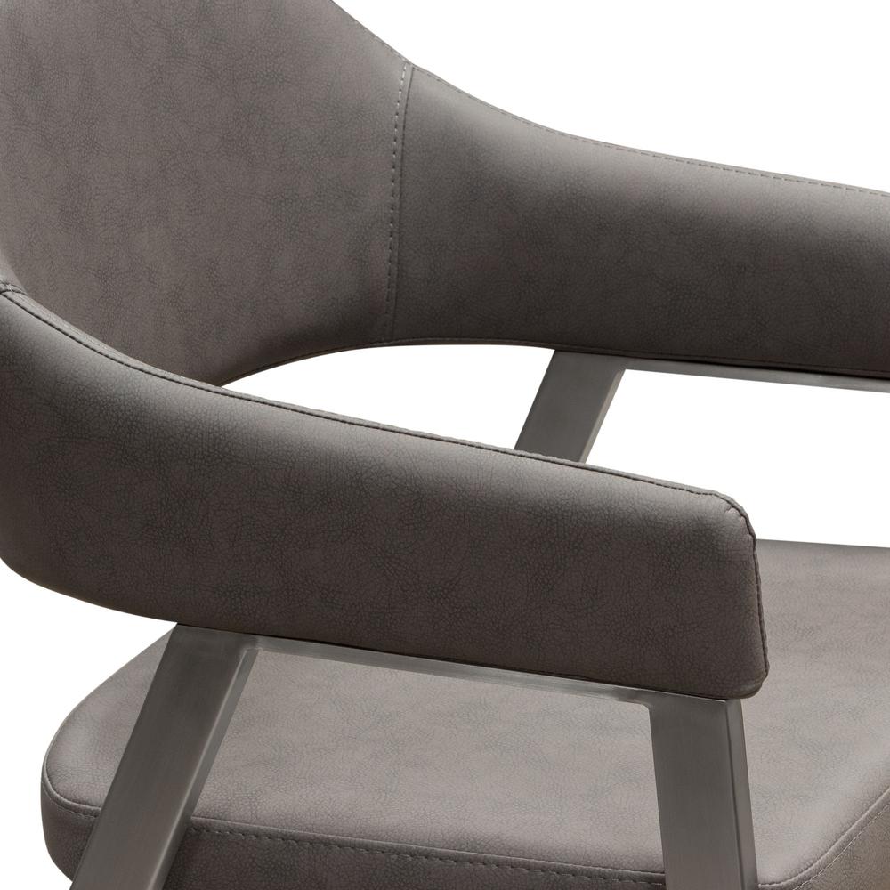 Adele Set of Two Dining/Accent Chairs in Grey Leatherette w/ Brushed Stainless Steel Leg by Diamond Sofa. Picture 2
