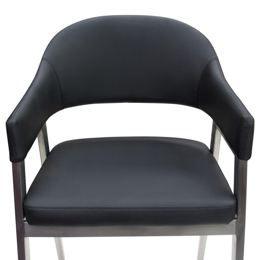 Adele Set of Two Counter Height Chairs in Black Leatherette w/ Brushed Stainless Steel Leg by Diamond Sofa. Picture 6