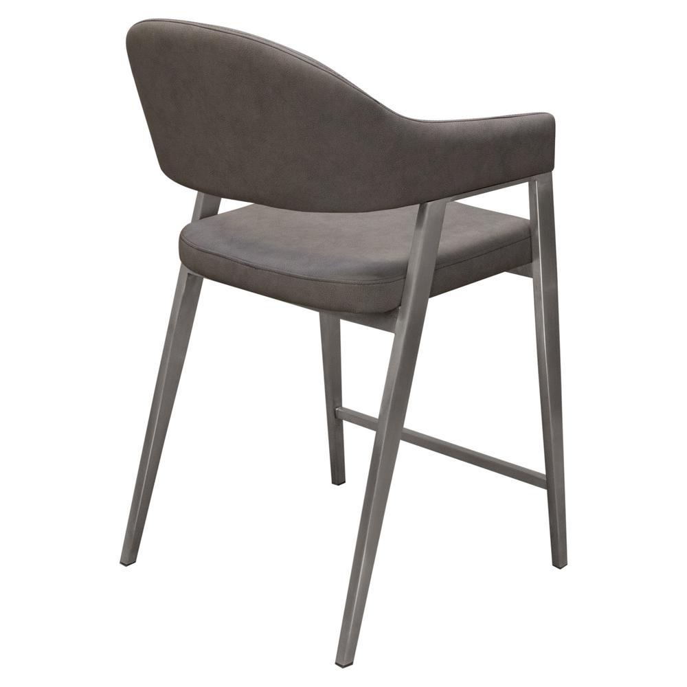 Adele Set of Two Counter Height Chairs in Grey Leatherette w/ Brushed Stainless Steel Leg by Diamond Sofa. Picture 5