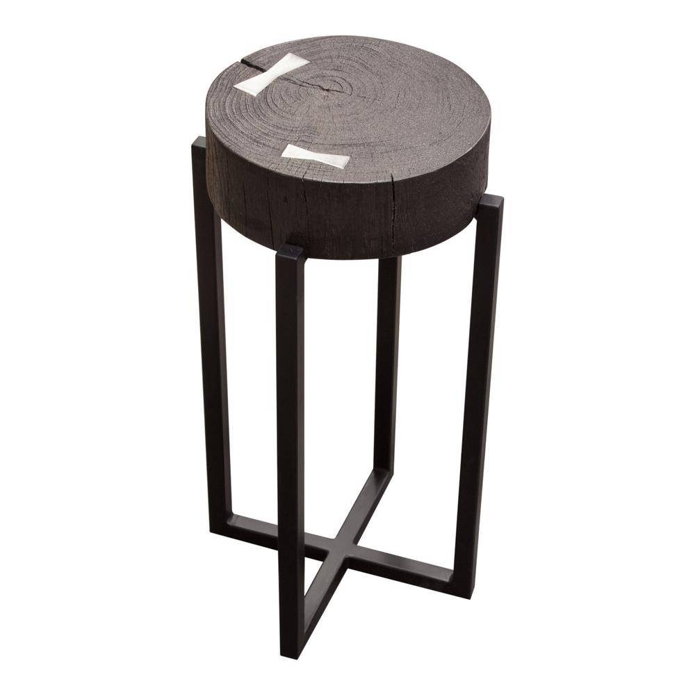 Alex Small 22" Accent Table with Solid Mango Wood Top in Espresso Finish w/ Silver Metal Inlay by Diamond Sofa. Picture 2