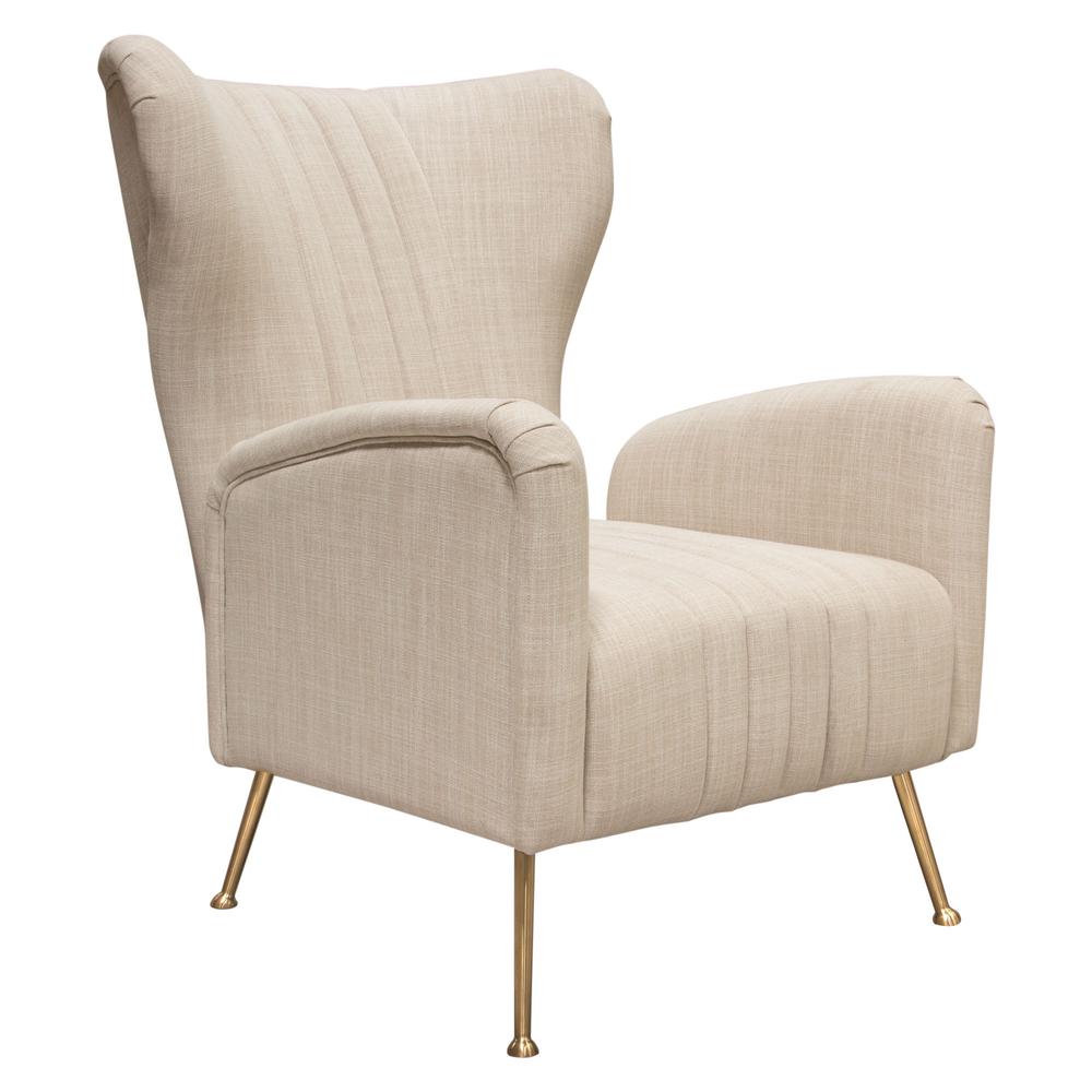 Ava Chair in Sand Linen Fabric w/ Gold Leg by Diamond Sofa. Picture 13
