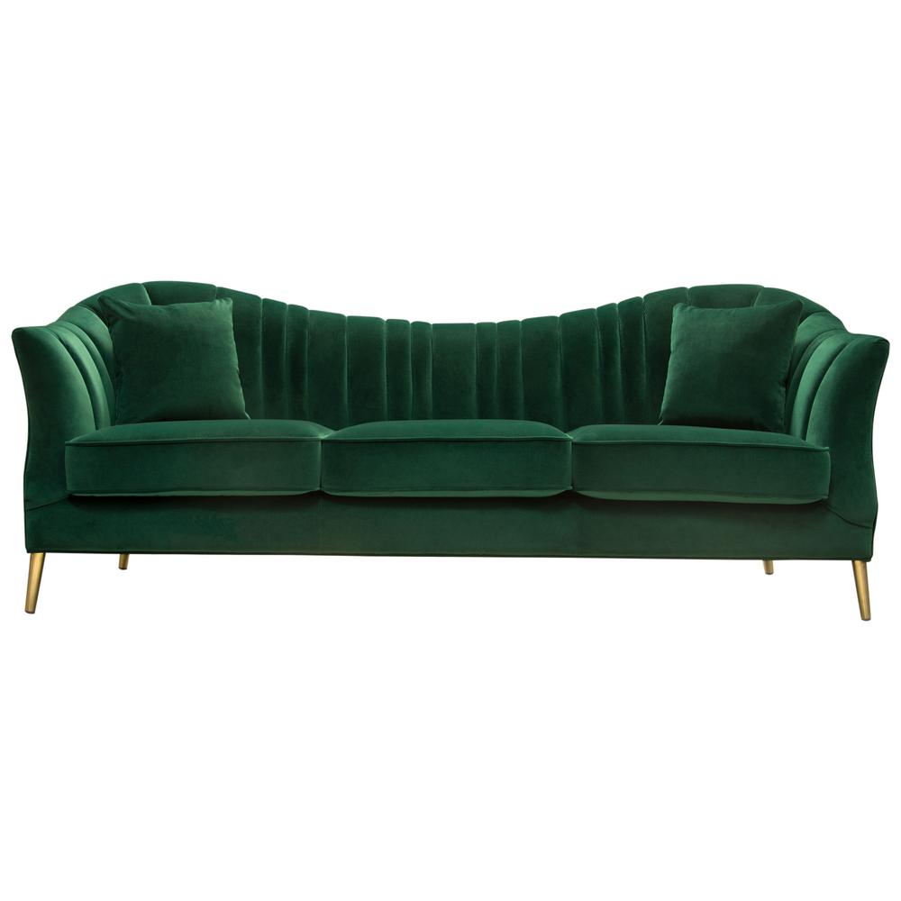 Ava Sofa in Emerald Green Velvet w/ Gold Leg by Diamond Sofa. Picture 13
