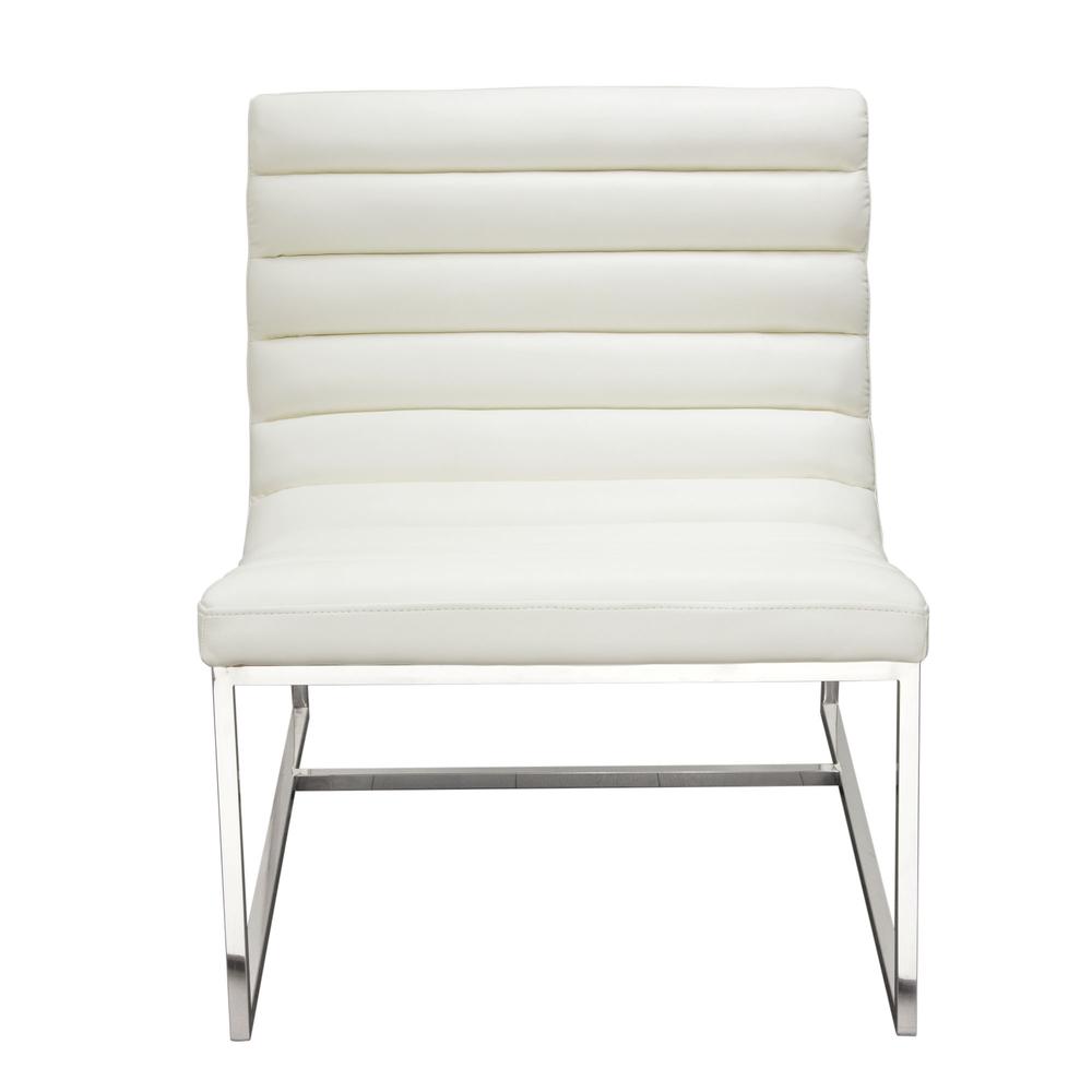 Bardot Lounge Chair w/ Stainless Steel Frame by Diamond Sofa - White. The main picture.