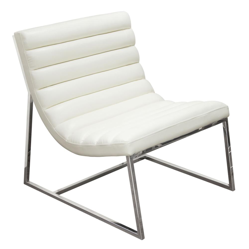Bardot Lounge Chair w/ Stainless Steel Frame by Diamond Sofa - White. Picture 2