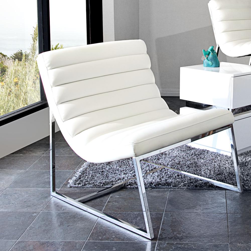 Bardot Lounge Chair w/ Stainless Steel Frame by Diamond Sofa - White. Picture 3