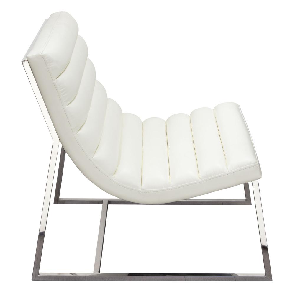 Bardot Lounge Chair w/ Stainless Steel Frame by Diamond Sofa - White. Picture 4