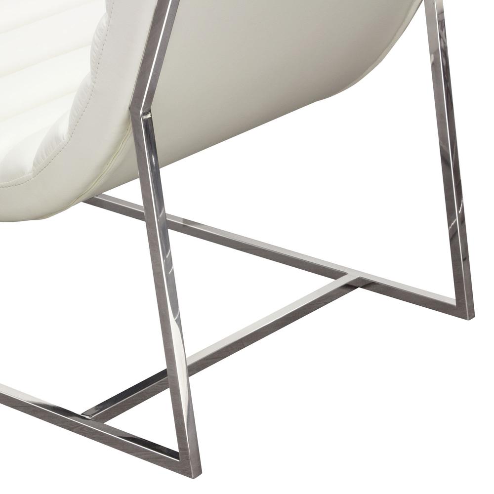 Bardot Lounge Chair w/ Stainless Steel Frame by Diamond Sofa - White. Picture 10