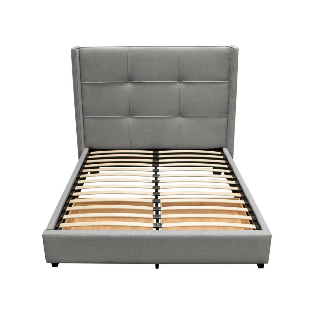 Beverly Eastern King Bed with Integrated Footboard Storage Unit & Accent Wings in Grey Fabric By Diamond Sofa. Picture 9