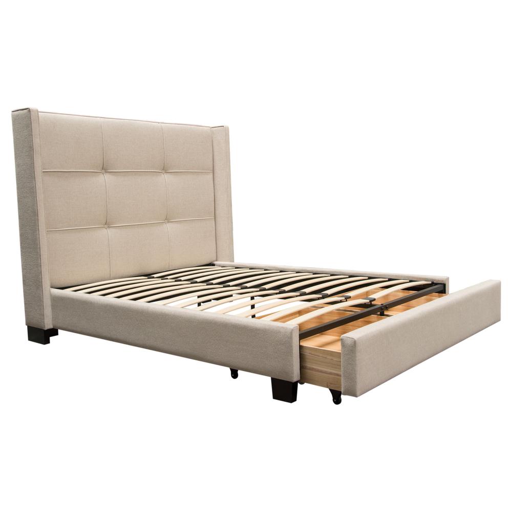 Beverly Eastern King Bed with Integrated Footboard Storage Unit & Accent Wings in Sand Fabric By Diamond Sofa. Picture 19