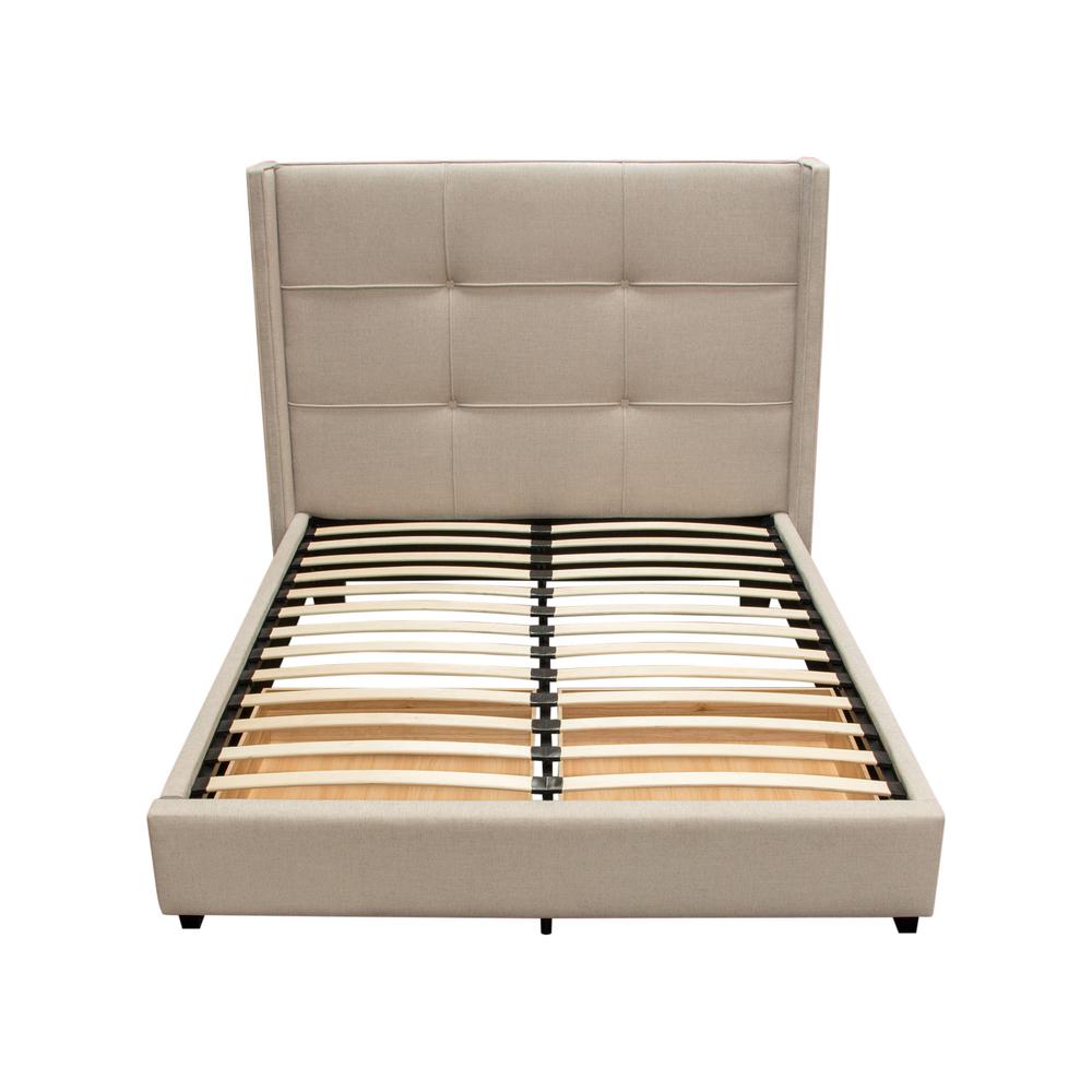 Beverly Eastern King Bed with Integrated Footboard Storage Unit & Accent Wings in Sand Fabric By Diamond Sofa. Picture 7