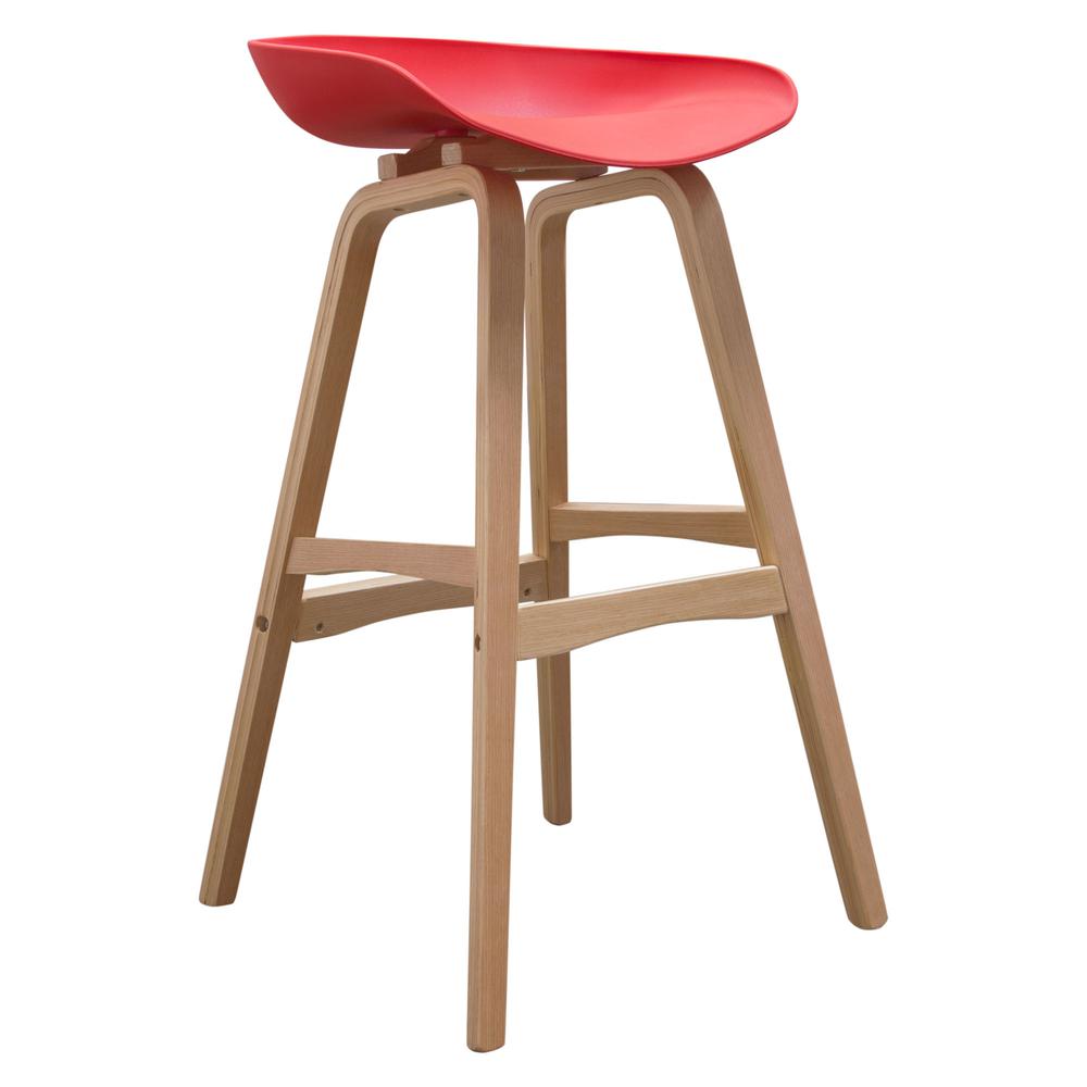 Brentwood Bar Height Stool w/ Red PP Seat & Molded Bamboo Frame by Diamond Sofa. Picture 3