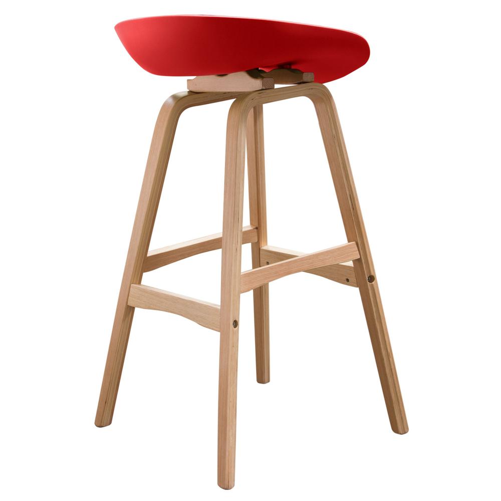 Brentwood Bar Height Stool w/ Red PP Seat & Molded Bamboo Frame by Diamond Sofa. Picture 7