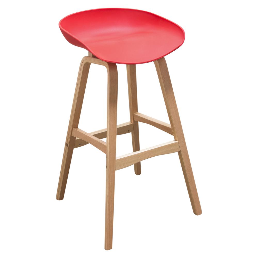 Brentwood Bar Height Stool w/ Red PP Seat & Molded Bamboo Frame by Diamond Sofa. Picture 10