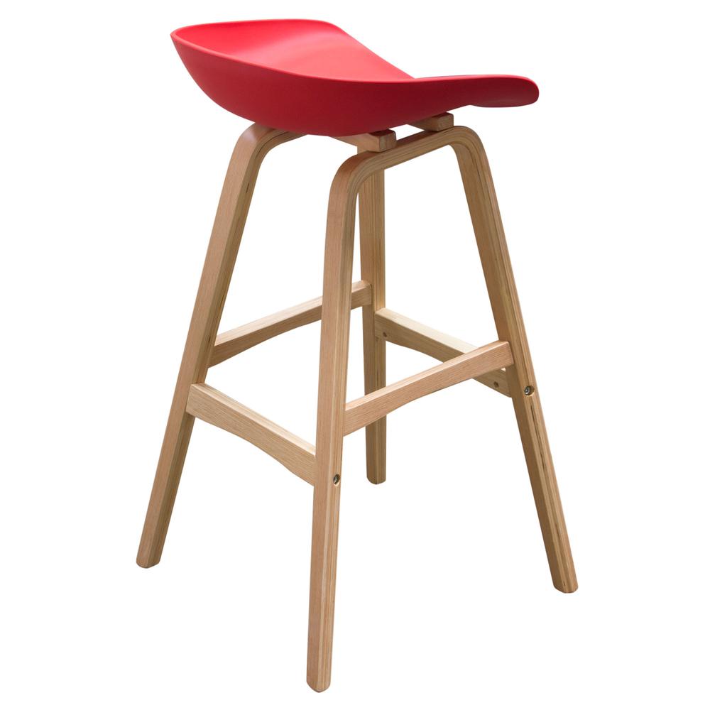 Brentwood Bar Height Stool w/ Red PP Seat & Molded Bamboo Frame by Diamond Sofa. Picture 12