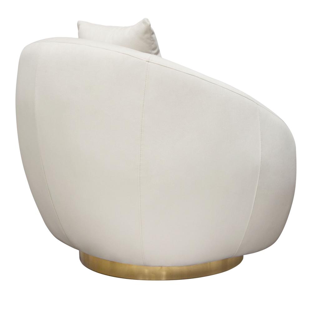 Celine Swivel Accent Chair in Light Cream Velvet w/ Brushed Gold Accent Band by Diamond Sofa. Picture 11