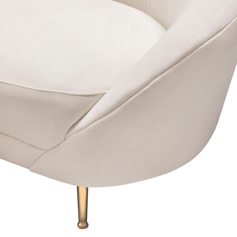 Celine Curved Sofa with Contoured Back in Light Cream Velvet and Gold Metal Legs by Diamond Sofa. Picture 6