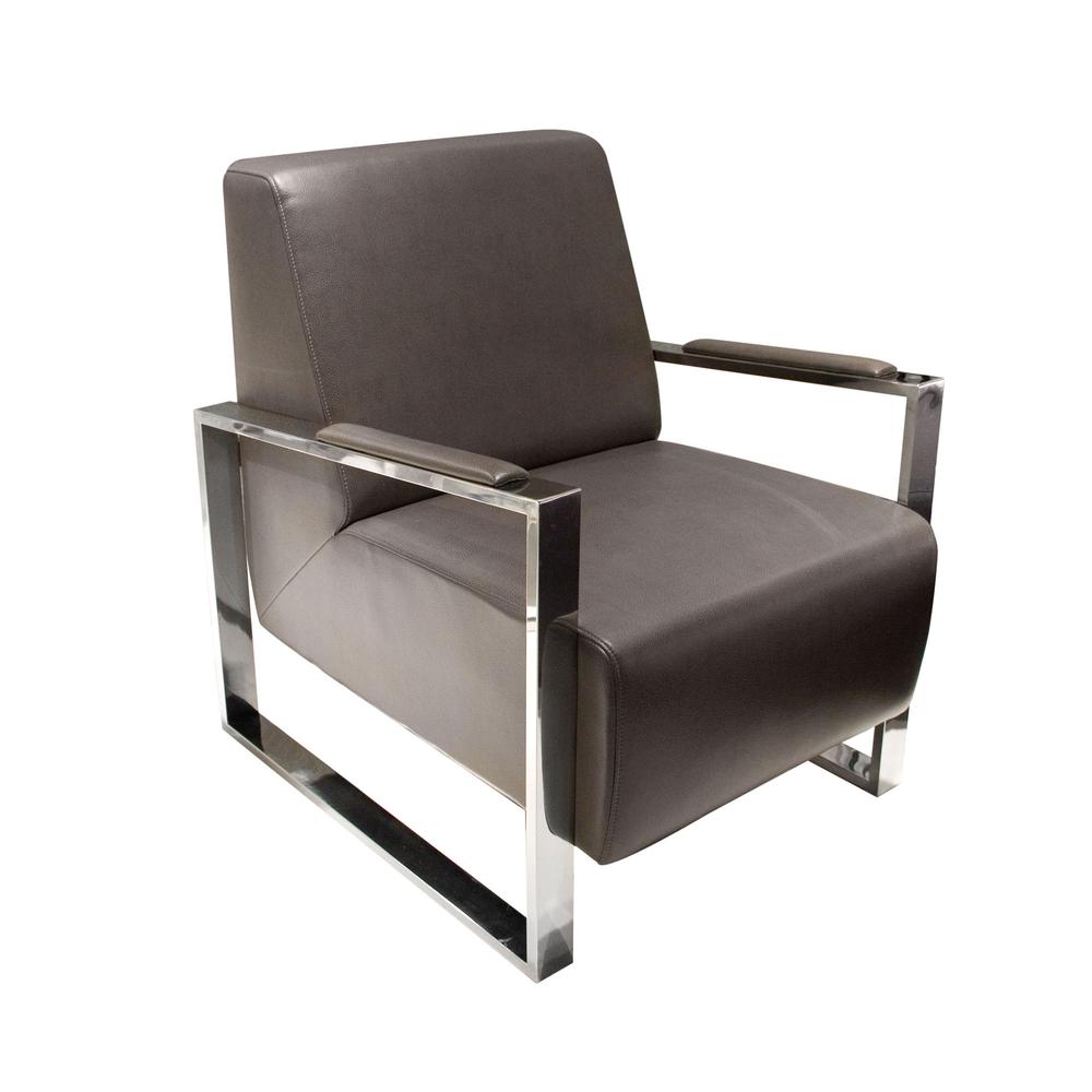 Century Accent Chair w/ Stainless Steel Frame by Diamond Sofa - Elephant Grey. Picture 3