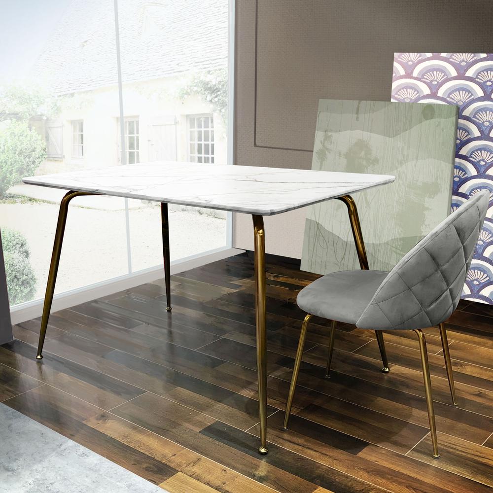 Chance Faux Marble Top Rectangular Dining Table w/ Brushed ...