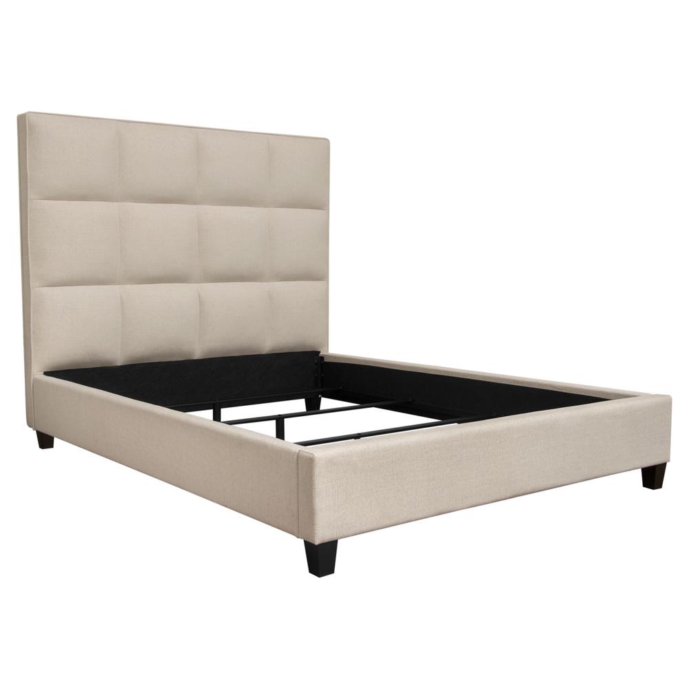 Devon Grid Tufted Eastern King Bed in Sand Fabric by Diamond Sofa. Picture 5