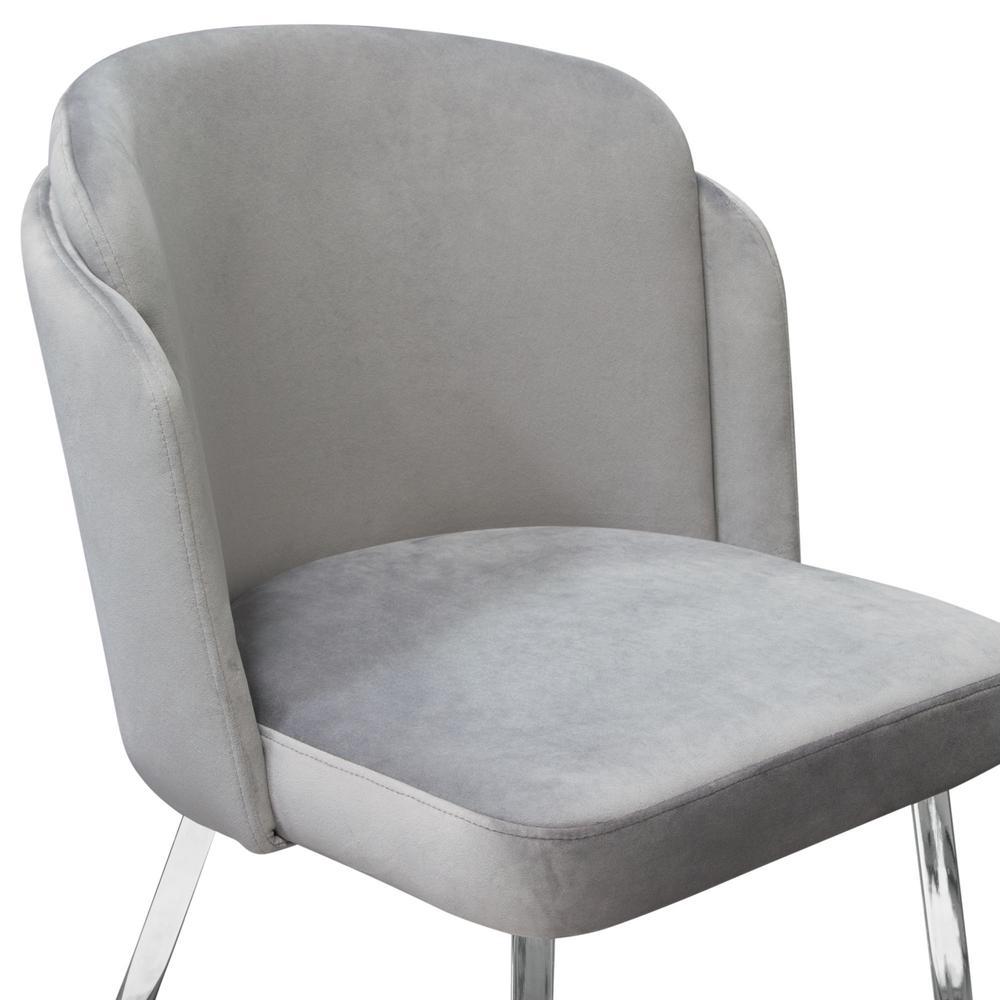 Grace Set of (2) Dining Chairs in Grey Velvet w/ Chrome Legs. Picture 16