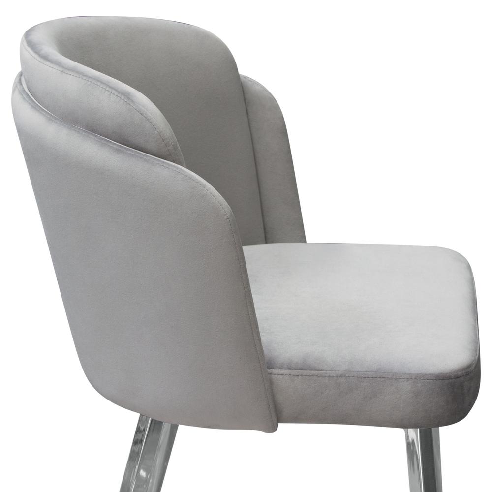 Grace Set of (2) Dining Chairs in Grey Velvet w/ Chrome Legs. Picture 18