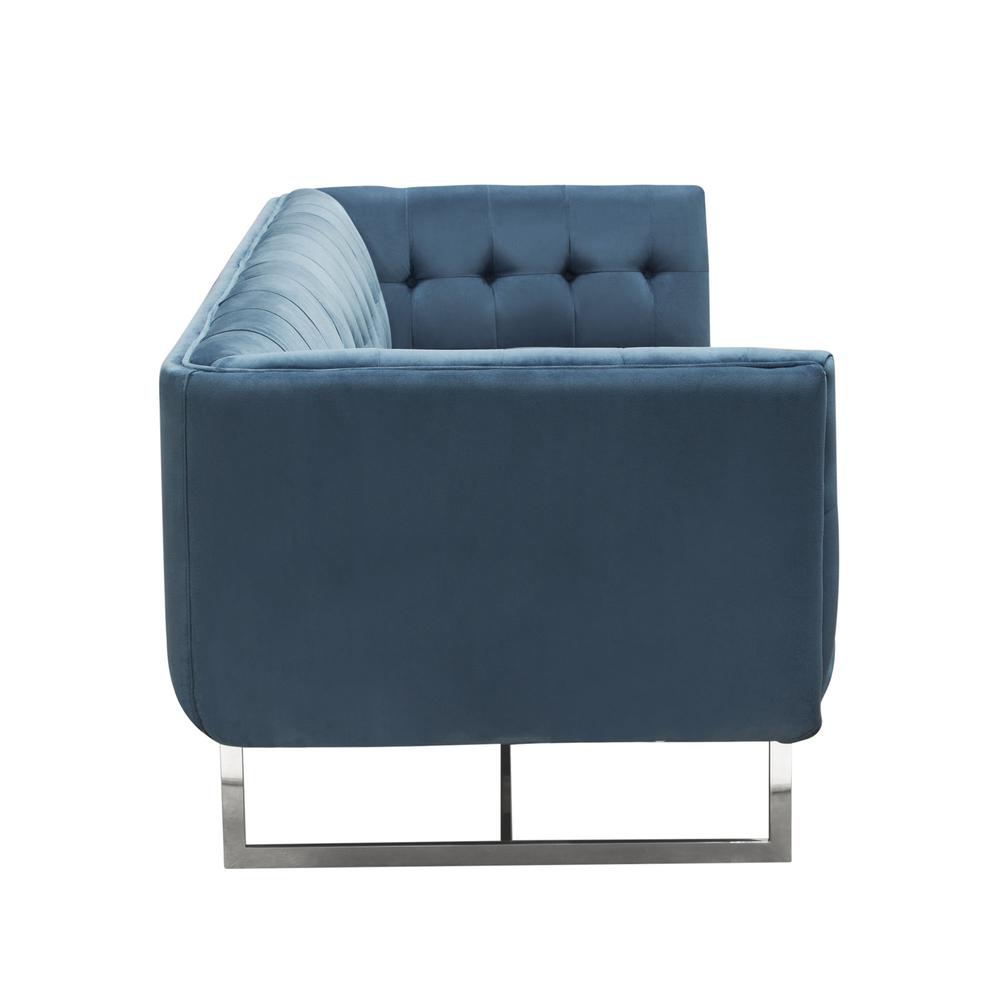 Hollywood Tufted Sofa in Royal Blue Velvet with Metal Leg. Picture 3