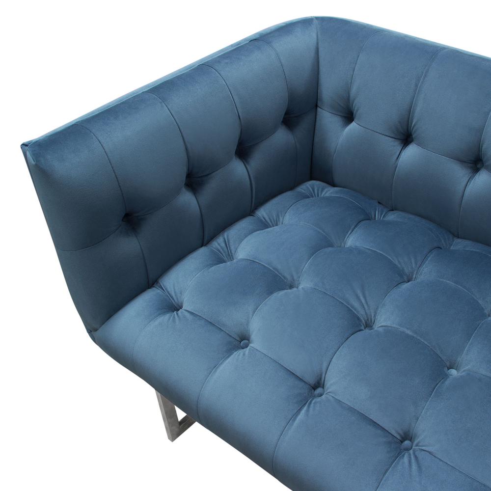 Hollywood Tufted Sofa in Royal Blue Velvet with Metal Leg. Picture 7