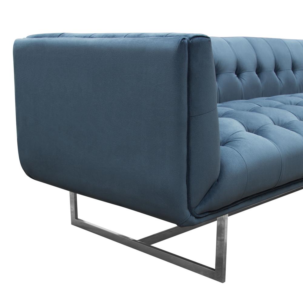 Hollywood Tufted Sofa in Royal Blue Velvet with Metal Leg. Picture 9