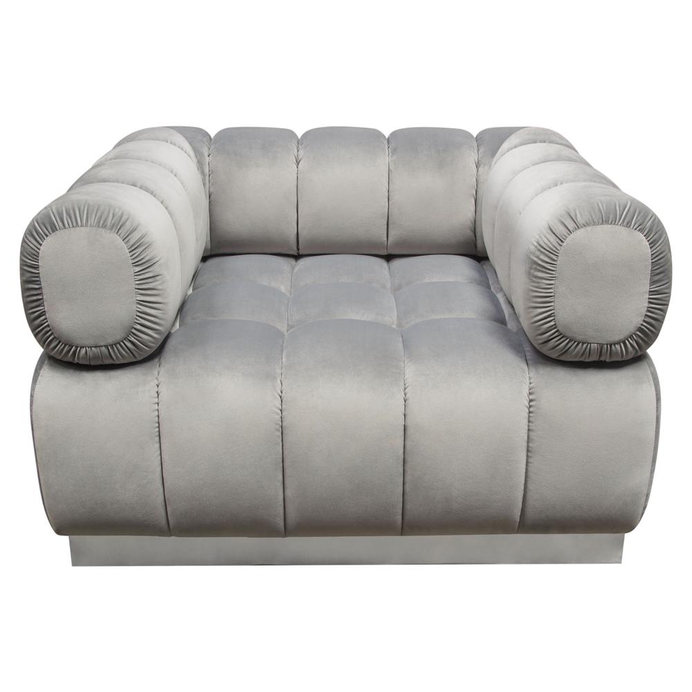 Image Low Profile Chair in Platinum Grey Velvet w/ Brushed Silver Base by Diamond Sofa. Picture 4