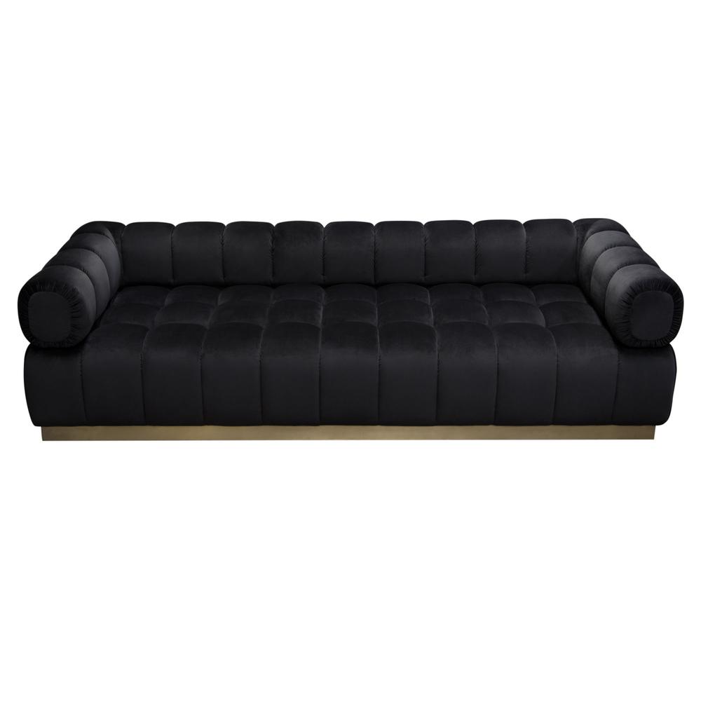 Image Low Profile Sofa in Black Velvet w/ Brushed Gold Base by Diamond Sofa. Picture 1