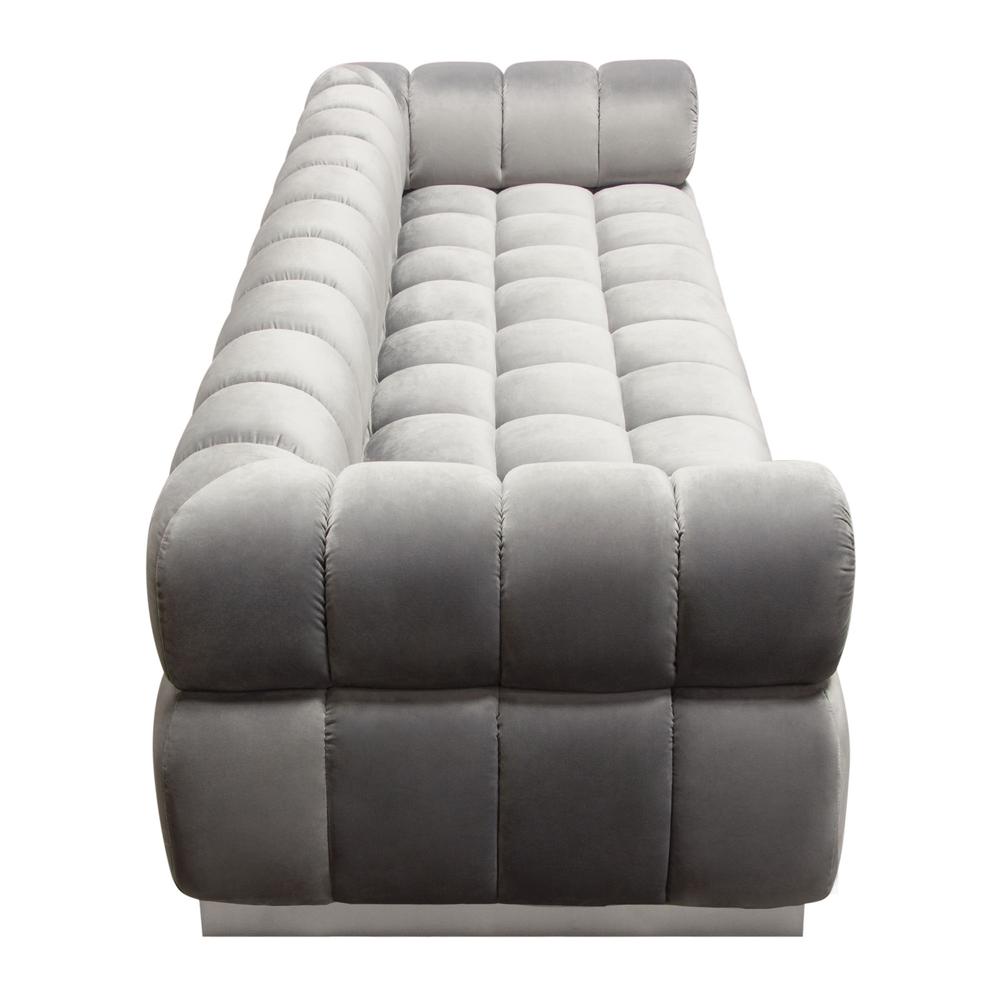 Image Low Profile Sofa in Platinum Grey Velvet w/ Brushed Silver Base by Diamond Sofa. Picture 4