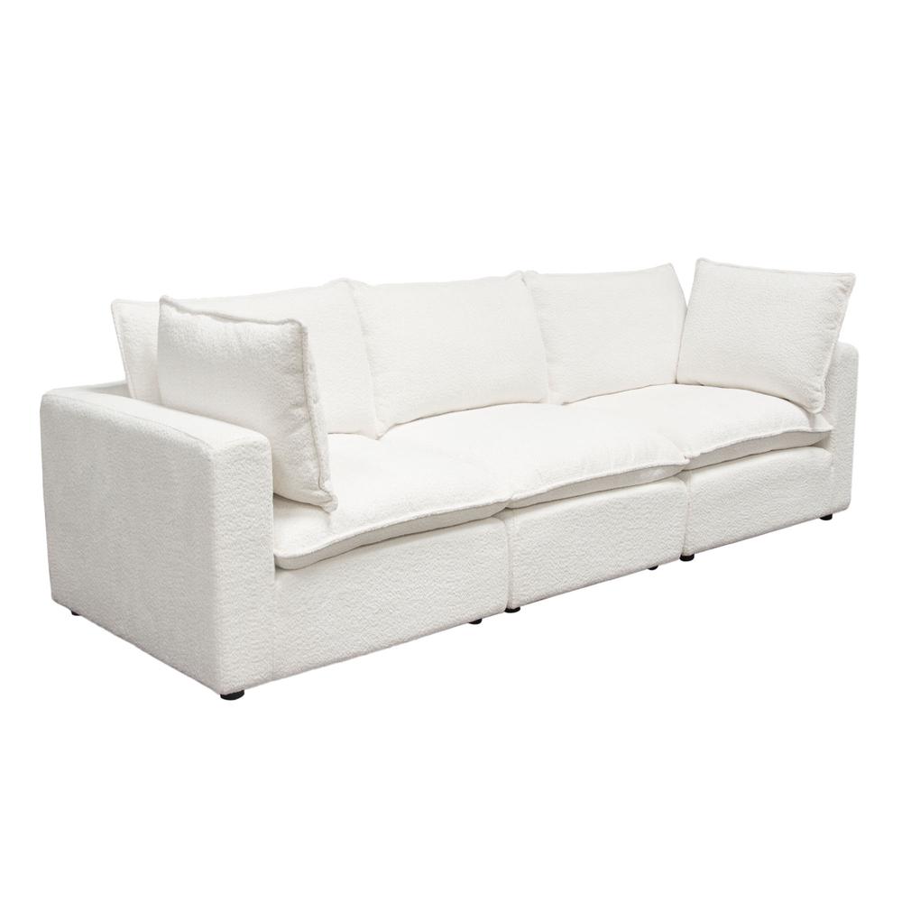 Ivy 3-Piece Modular Sofa in White Faux Shearling by Diamond Sofa. Picture 4