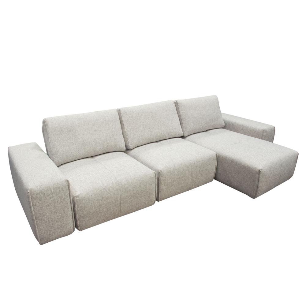 Modular 3-Seater Chaise Sectional, Adjustable Backrests in Light Brown Fabric. Picture 4