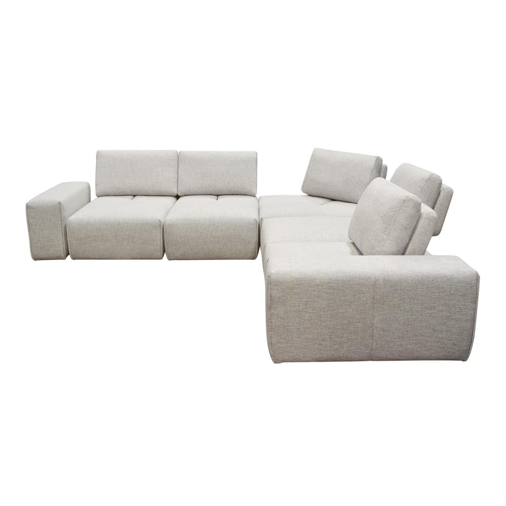 Modular 5-Seater Corner Sectional, Adjustable Backrests in Light Brown Fabric. Picture 4
