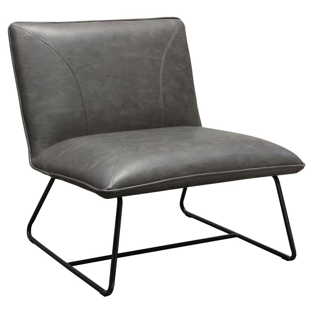 Jordan Armless Accent Chair in Grey Leatherette with Black Metal Base. Picture 16