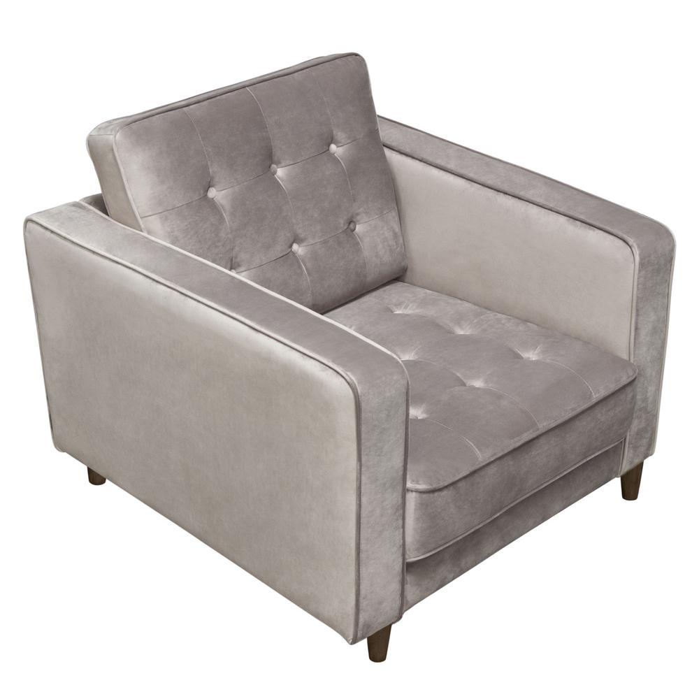 Juniper Tufted Chair in Champagne Grey Velvet. Picture 10