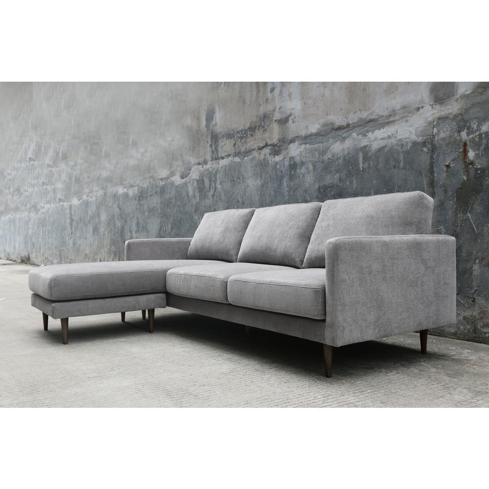 Kelsey Reversible Chaise Sectional in Grey Fabric. Picture 15