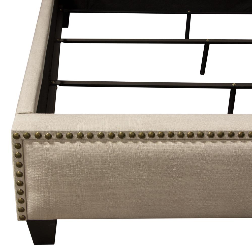 La Jolla Eastern King Bed with Nail Head Accent  - Desert Sand Linen. Picture 23