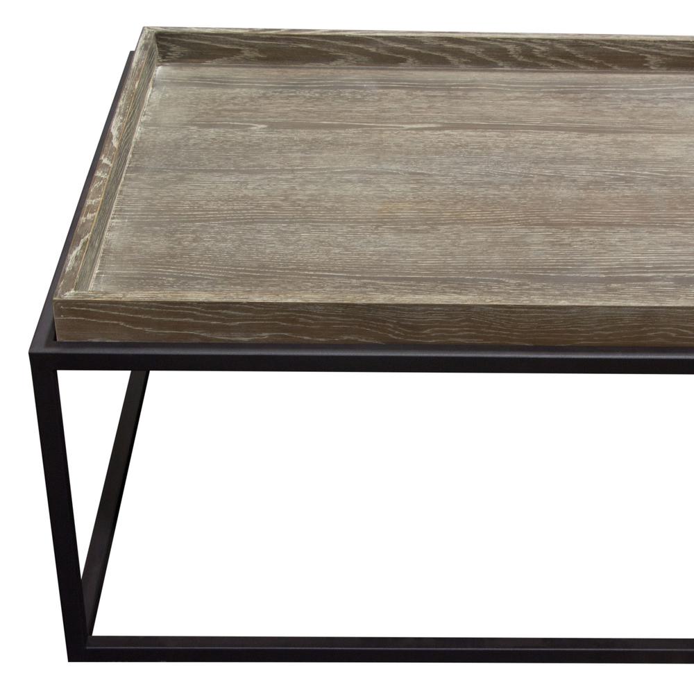 Lex Rectangle Cocktail Table in Rustic Oak Veneer Finish Top w/ Black Powder Coated Metal Base. Picture 4