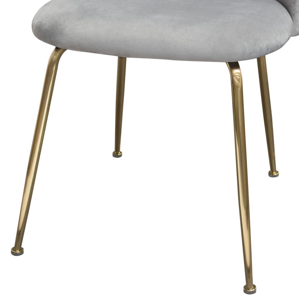 Lilly Set of (2) Dining Chairs in Grey Velvet w/ Brushed Gold Metal Legs. Picture 8