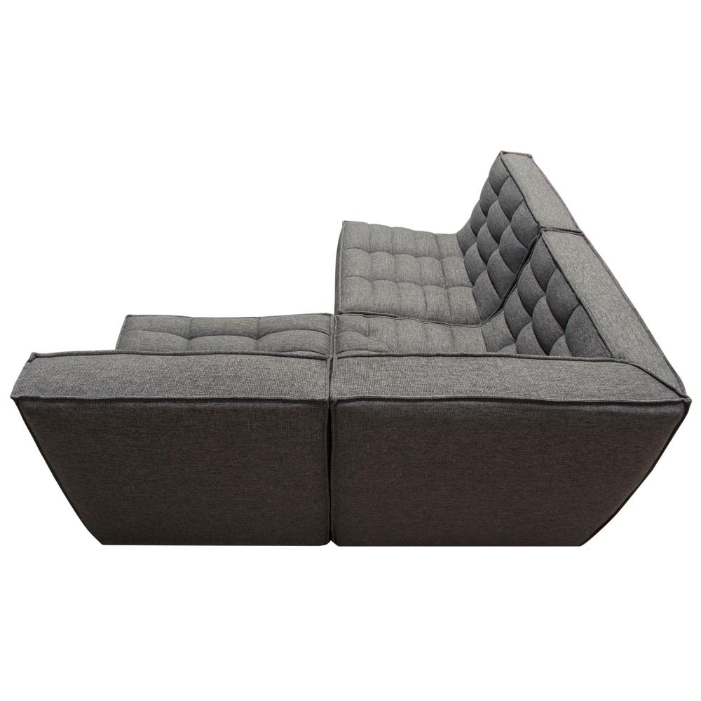 Marshall 3PC Corner Modular Sectional w/ Scooped Seat in Grey Fabric. Picture 2