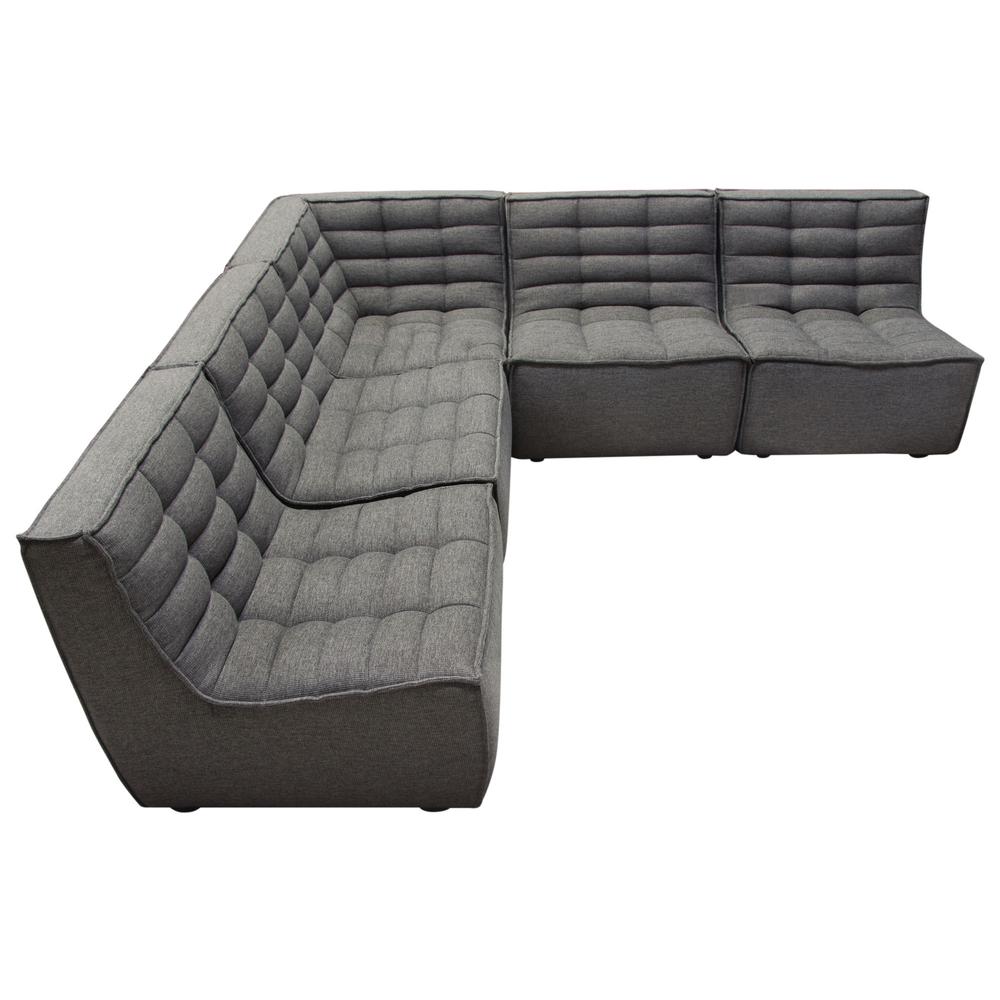 Marshall 5PC Corner Modular Sectional w/ Scooped Seat in Grey Fabric. Picture 8