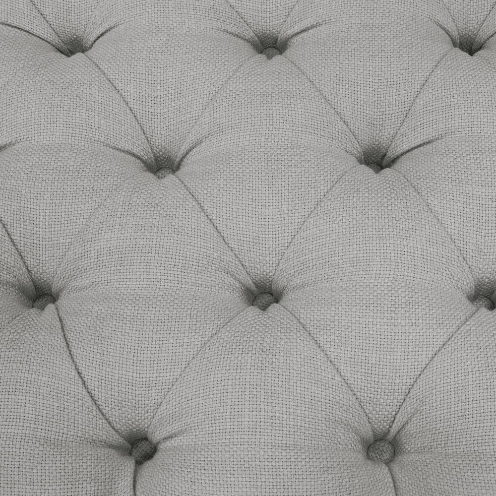 Mateo Black Metal Large Linen Tufted Bench  - Grey. Picture 3