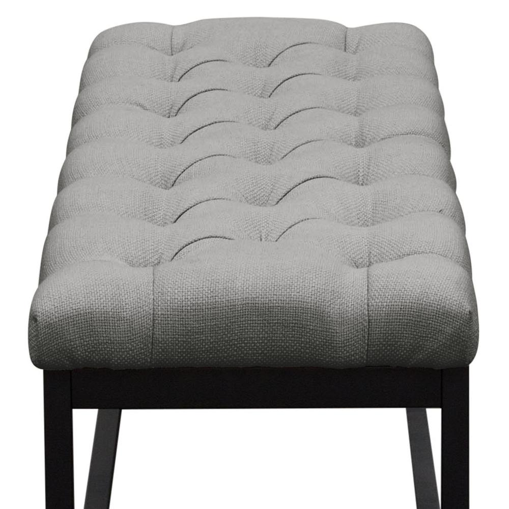 Mateo Black Metal Small Linen Tufted Bench  - Grey. Picture 2