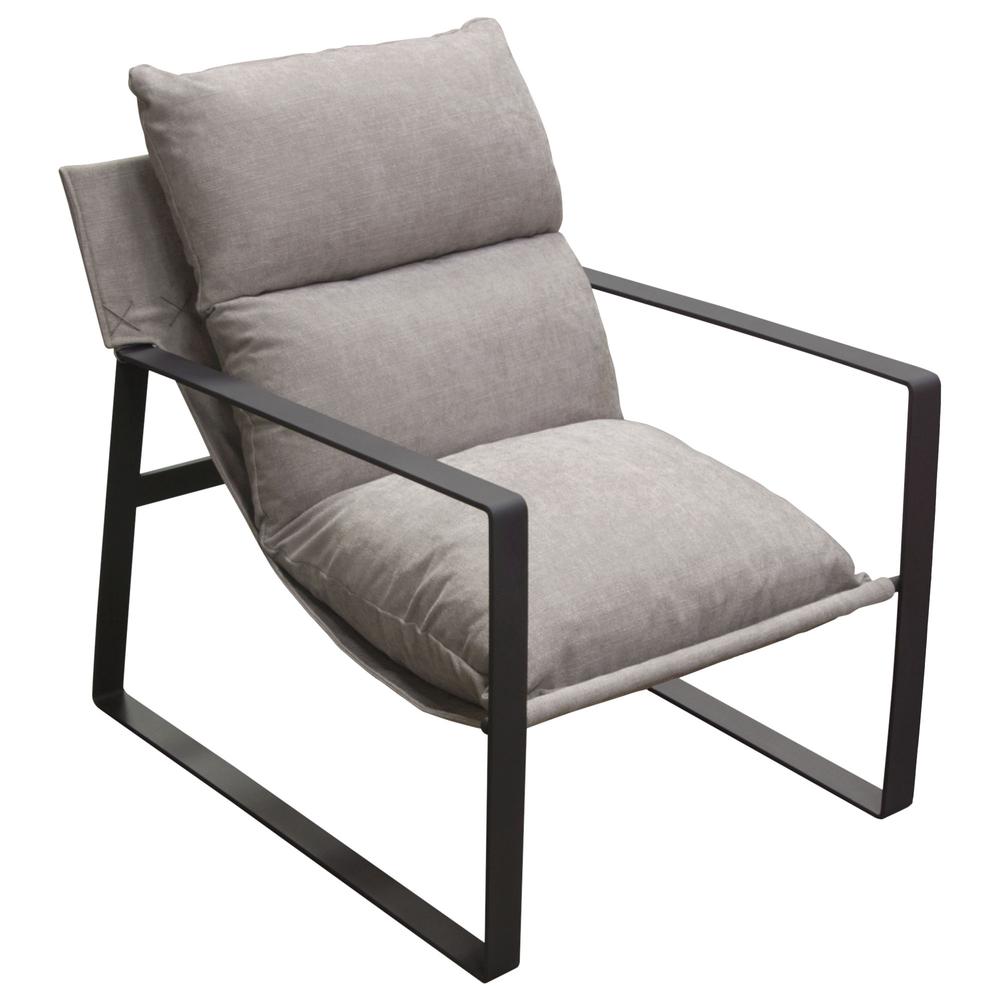 Miller Sling Accent Chair in Grey Fabric w/ Black Powder Coated Metal Frame by Diamond Sofa. Picture 7
