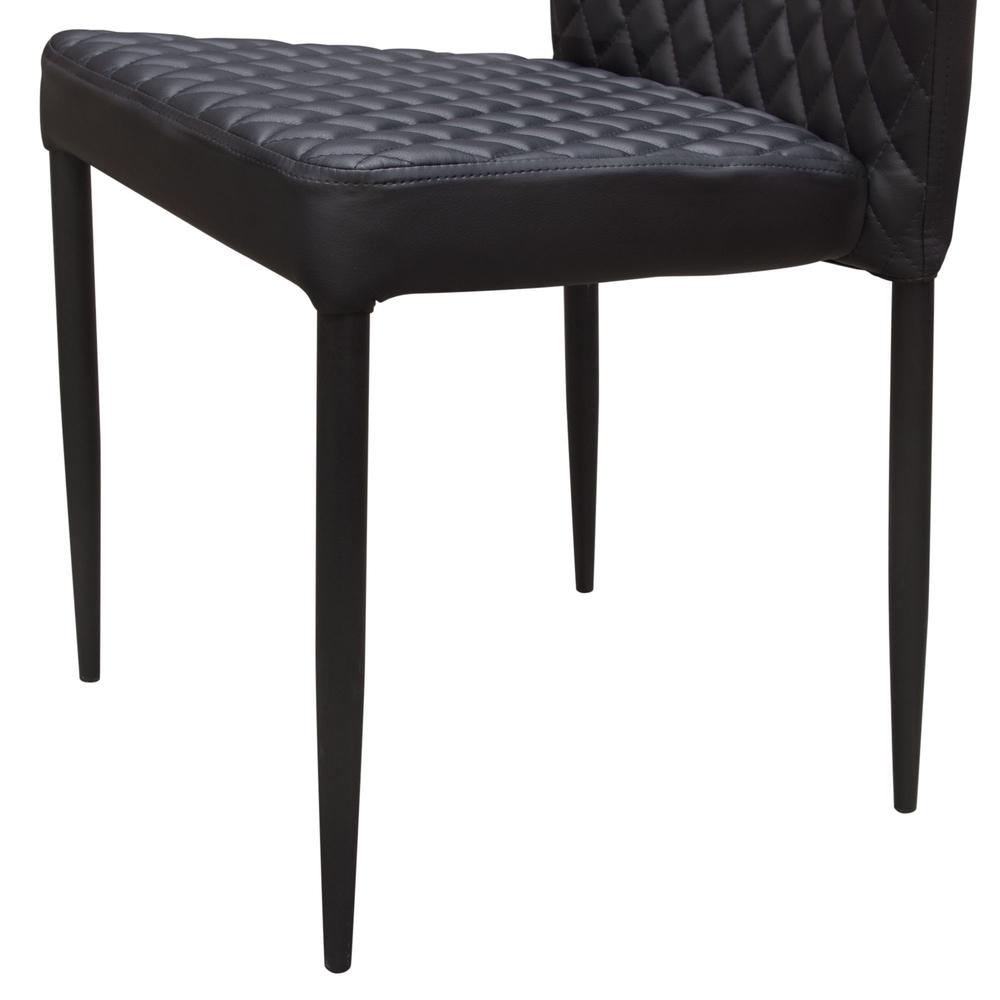 Milo 4-Pack Dining Chairs in Black Diamond Tufted Leatherette with Black Legs. Picture 4