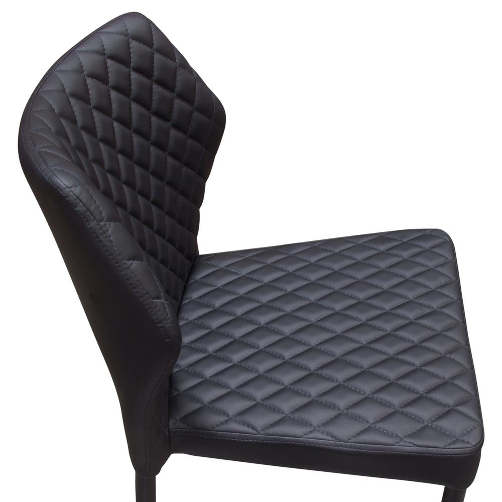 Milo 4-Pack Dining Chairs in Black Diamond Tufted Leatherette with Black Legs. Picture 5