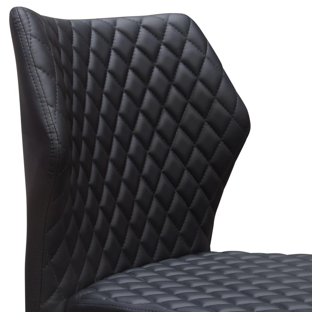 Milo 4-Pack Dining Chairs in Black Diamond Tufted Leatherette with Black Legs. Picture 6