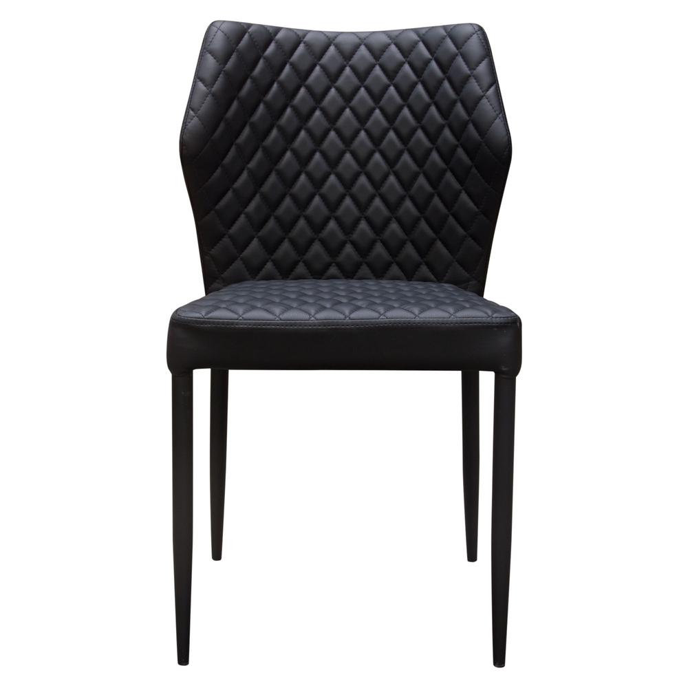 Milo 4-Pack Dining Chairs in Black Diamond Tufted Leatherette with Black Legs. Picture 8