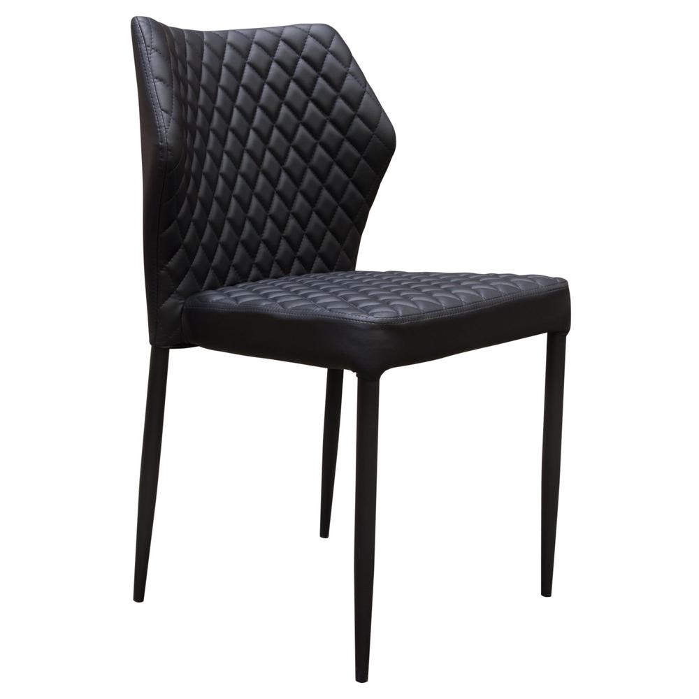Milo 4-Pack Dining Chairs in Black Diamond Tufted Leatherette with Black Legs. Picture 9